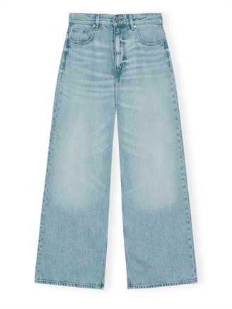 Ganni J1743 Soft Rigid Denim Baggy Jeans Light Blue Stone 