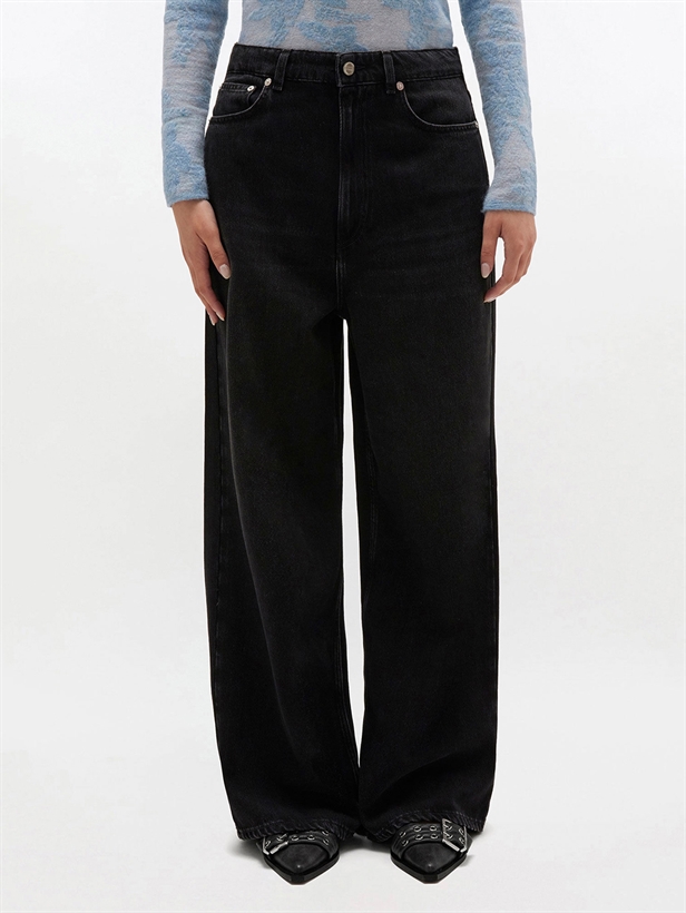 Ganni J1853 Soft Rigid Denim Baggy Jeans Black Washed