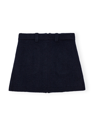 Ganni K2297 Boiled Wool Mini Skirt Sky Captain