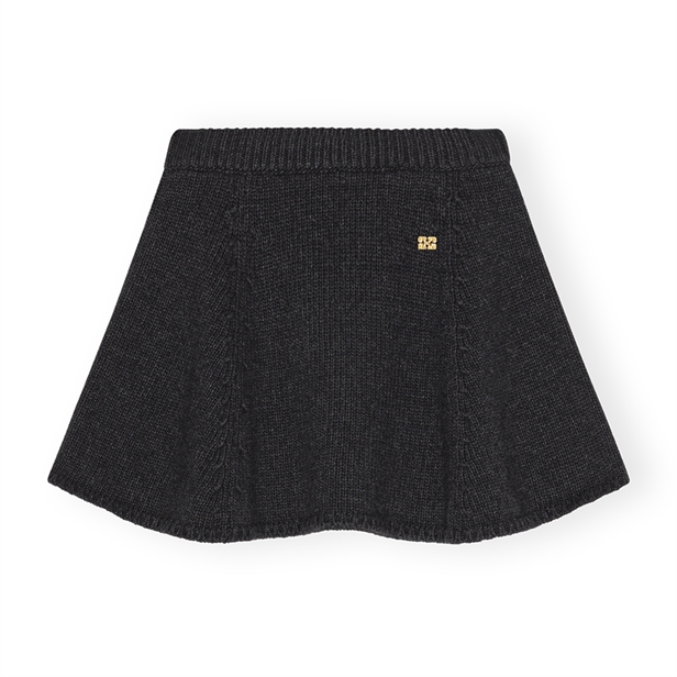 Ganni K2582 Chunky Wool Mix Mini Skirt Phantom