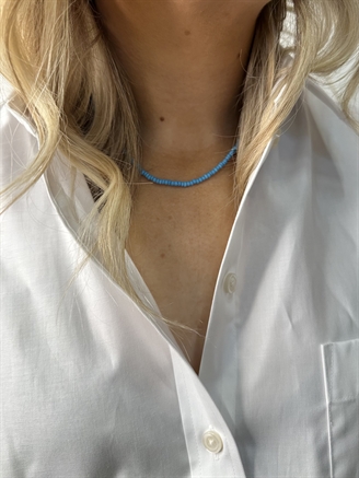 Annavii Kala Ensfarvet Halskæde Light Blue