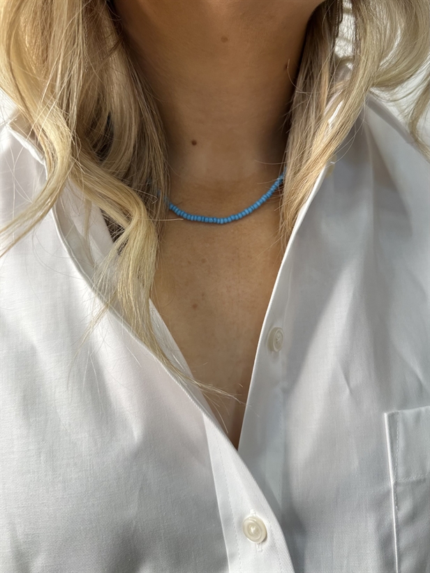 Annavii Kala Ensfarvet Halskæde Light Blue