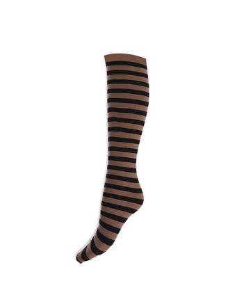 A Moi Klara stripe knee high sock Camel and black stripes