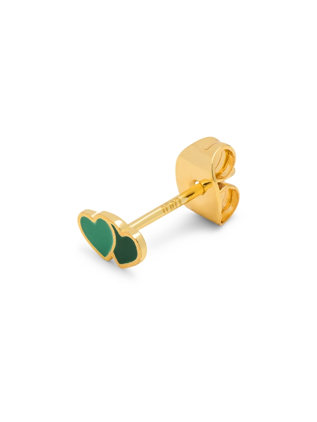 Lulu Copenhagen 2Hearts earring 1 PCS Guld Green/Light Green