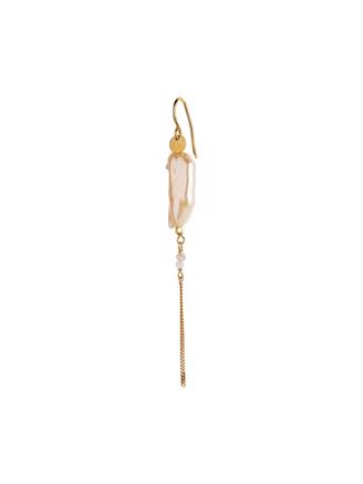 Stine A Long Baroque Pearl with Chain Earring Peach Sorbet Gold