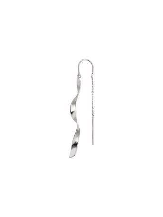 Stine A Long Twisted Hammered Earring with Chain Silver