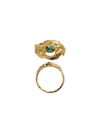 Stine A My Love Rock with Green Stone Ring Guld