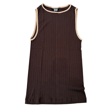Brun Nørgaard På Strøget NPS Tank Top med camel kontrast-kanter hos MAAK Shop - model 101684