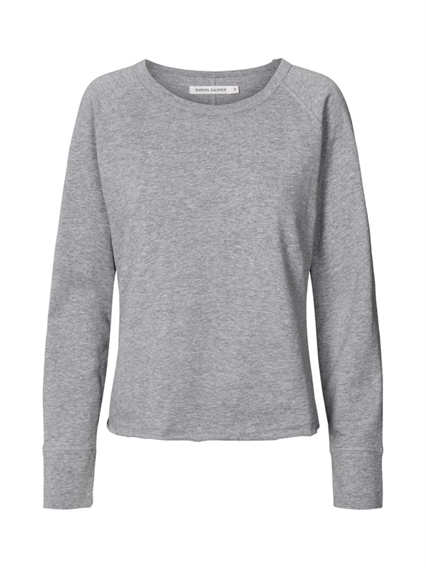 Rabens Saloner Nemi Light Stretch Long Sleeve Top Grey Melange