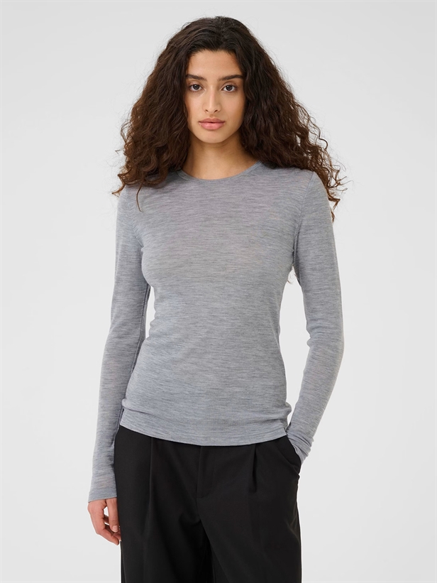 Gestuz NiniaGZ ls wool roundneck Grey Mélange
