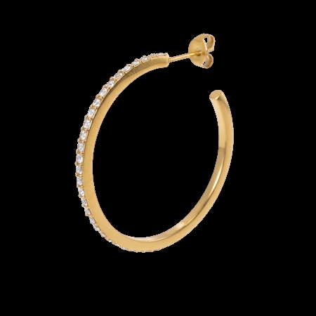 Jane Kønig forgyldt Olympia Hoop m. zirkoner 27 mm single ørering i 18 karat guld hos MAAK Shop - model OHS27-SS26-SS-G