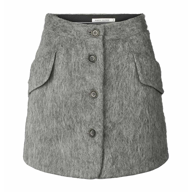 Rabens Saloner Olympia Fuzzy Skirt Grey Melange