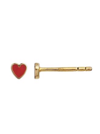 Stine A Petit Love Heart Red Coral Enamel Gold