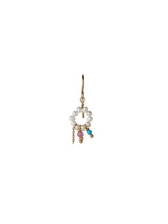 Stine A Petit Heavenly Pearl Dream Earring Gold – Turquoise & Pink Stones & Chain