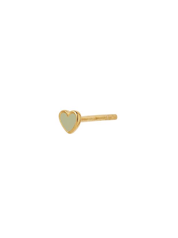 Stine A Petit Love Heart Olive Green Enamel Gold