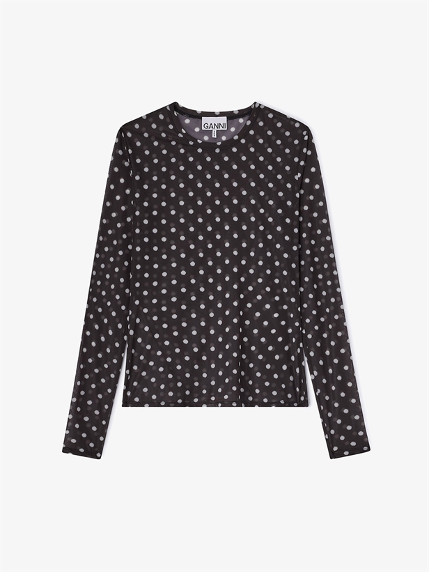 Ganni Printed Sheer Jersey Black