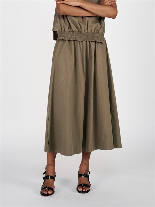 Rabens Saloner Guri Poplin Heavy Full Skirt Dry Bark