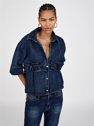 Rabens saloner Paige Denim shirt Jacket Dark Washed Indigo