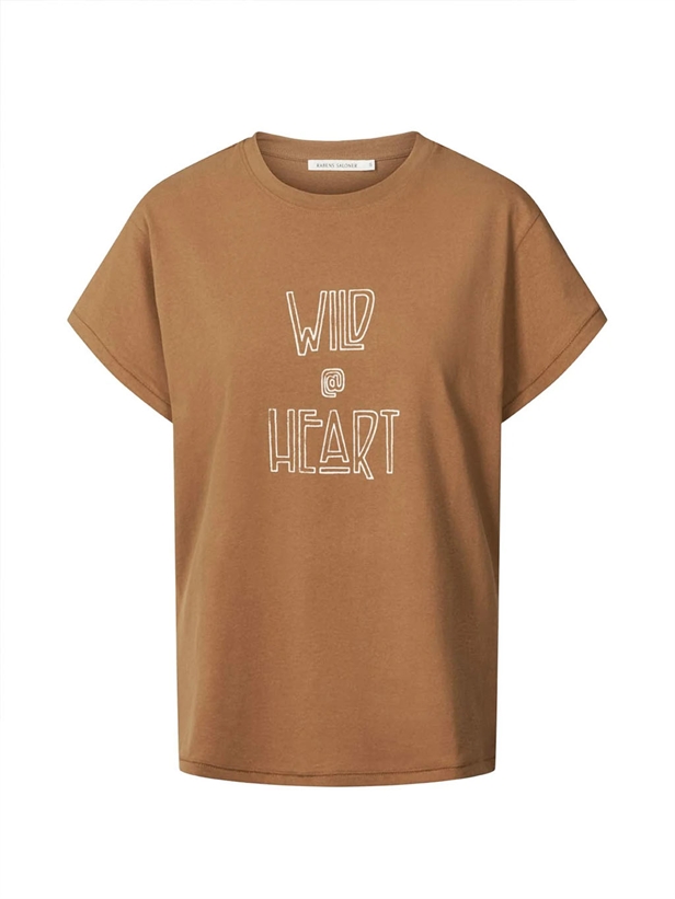 Rabens Saloner Ambla Wild @heart t-shirt Hazelnut