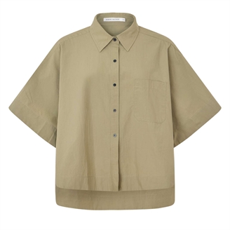 Rabens Saloner Berte Poplin Curved Hem Shirt Vertiver