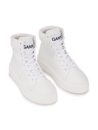 Ganni S1882 Sporty Mix Cupsole High Top Sneaker Egret