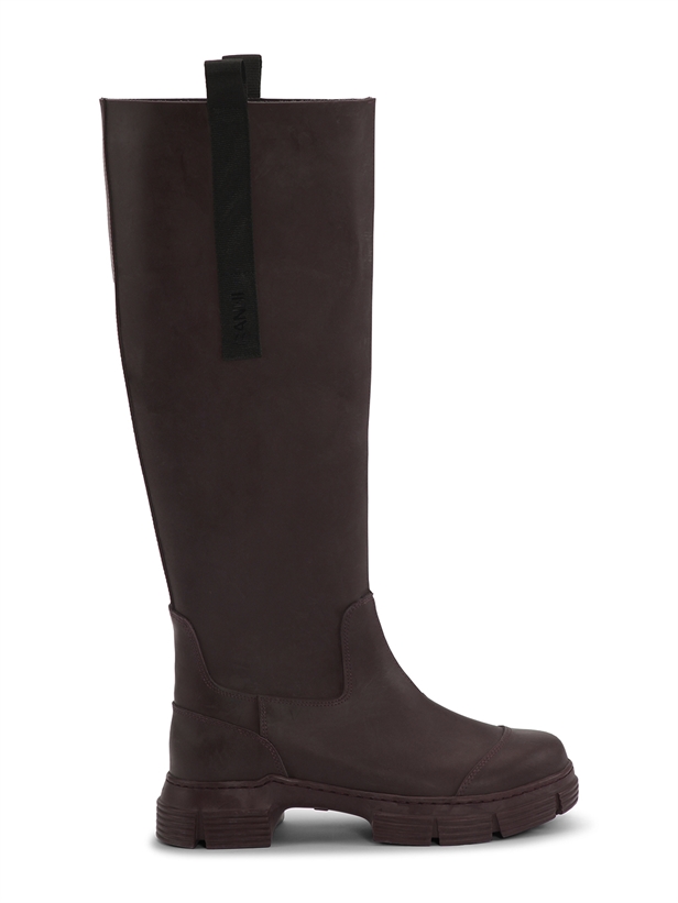 Ganni S2072 Recycled Rubber Country Boot Burgundy 
