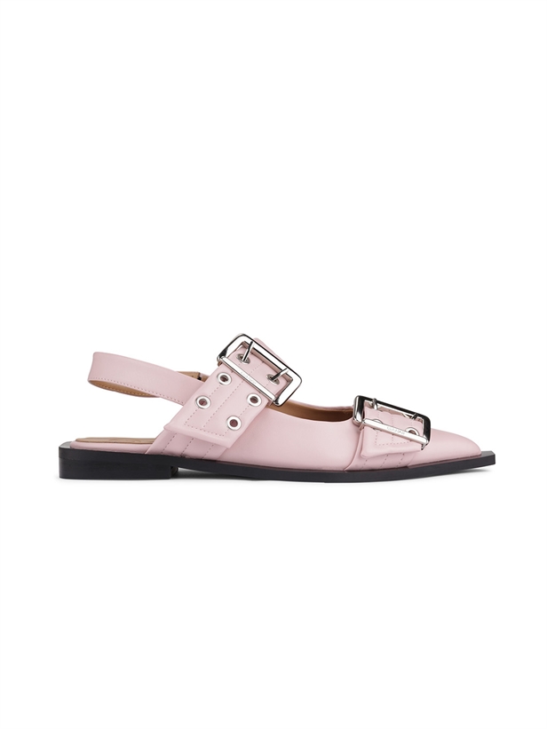 Ganni S2488 Feminine Buckle Ballerina Chalk Pink