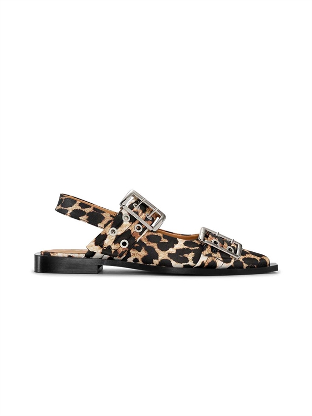 Ganni S2947 Feminine Buckle Ballerina Print Leopard