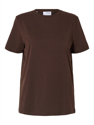 Selected Femme SlfMyessential SS O-neck Tee Coffee Bean