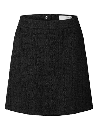 Selected Femme SlfMolly-Ula HW Mini Boucle Skirt Black