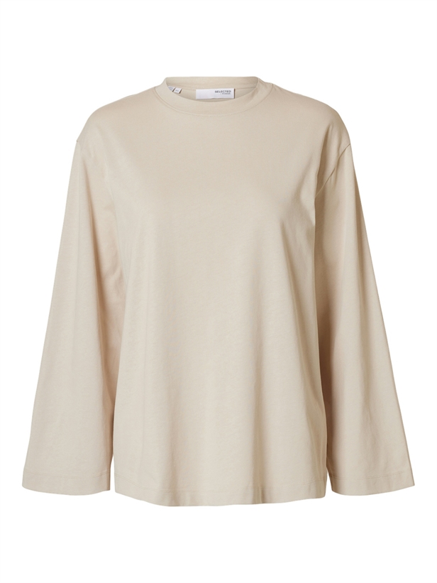 Selected Femme SlfElisa LS Boxy tee Oatmeal