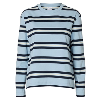 Selected Femme SlfBoxy-Luma LS O-Neck Tee Chashmere Blue