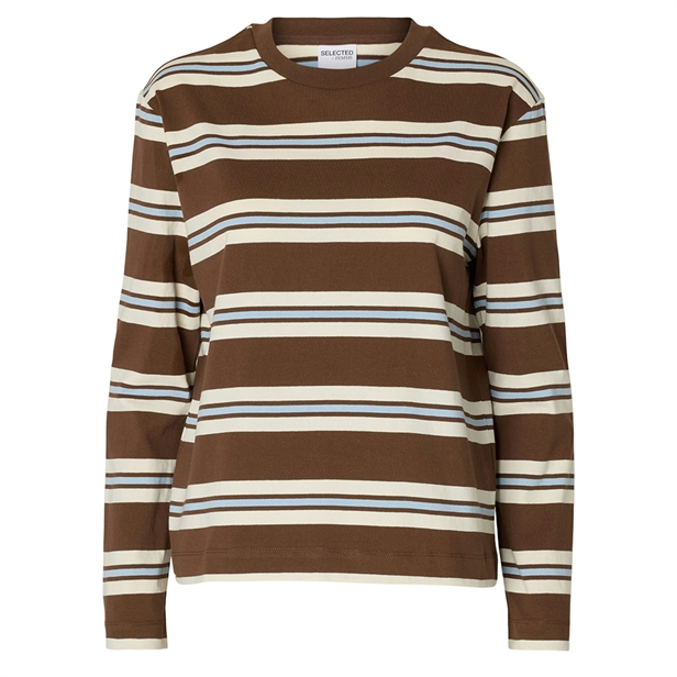 Selected Femme SlfBoxy-Luma LS O-Neck Tee Chestnut/Egret
