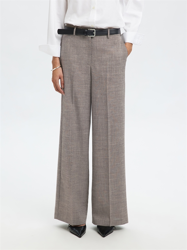 Selected Femme SlfRae-Eliana Sun HW Wide Pant Dark Sand Melange
