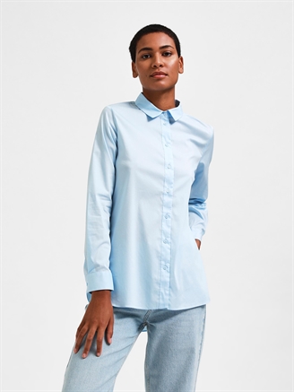 Selected Femme SlfOri LS Side Zip Shirt Cashmere Blue