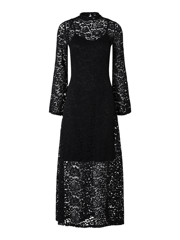 Selected Femme SlfColette LS Ankle Lace Dress Black