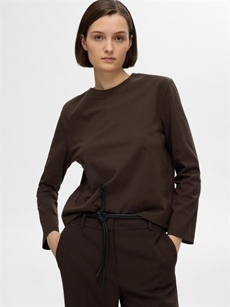 Selected Femme SlfEssential LS Boxy Tee Coffee Bean