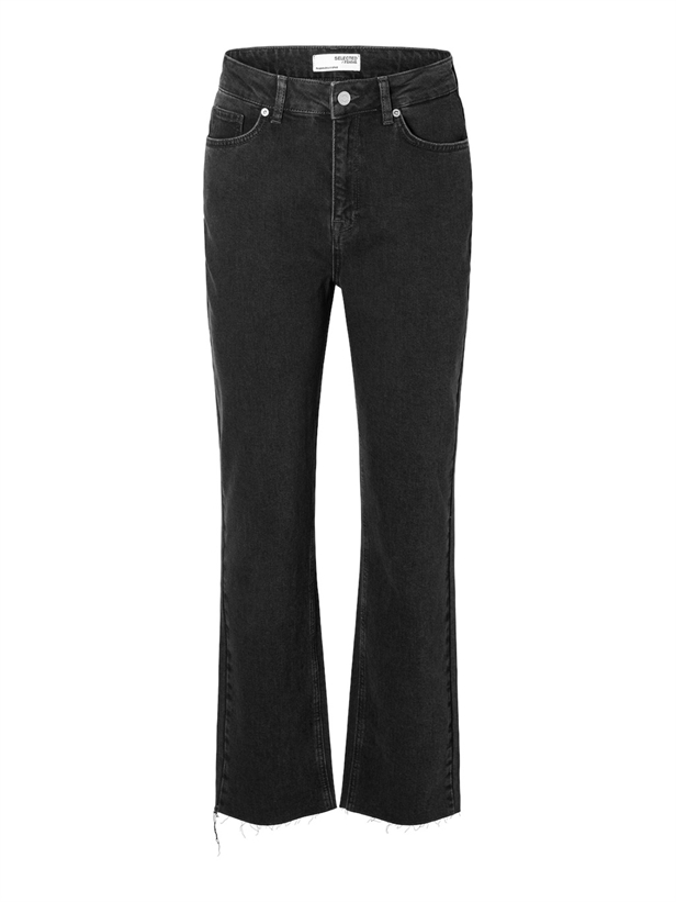 Selected Femme SlfRoby HW Straight Jeans Black Denim