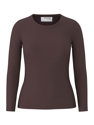 Selected Femme SlfDianna LS O-Neck Top Coffee Bean