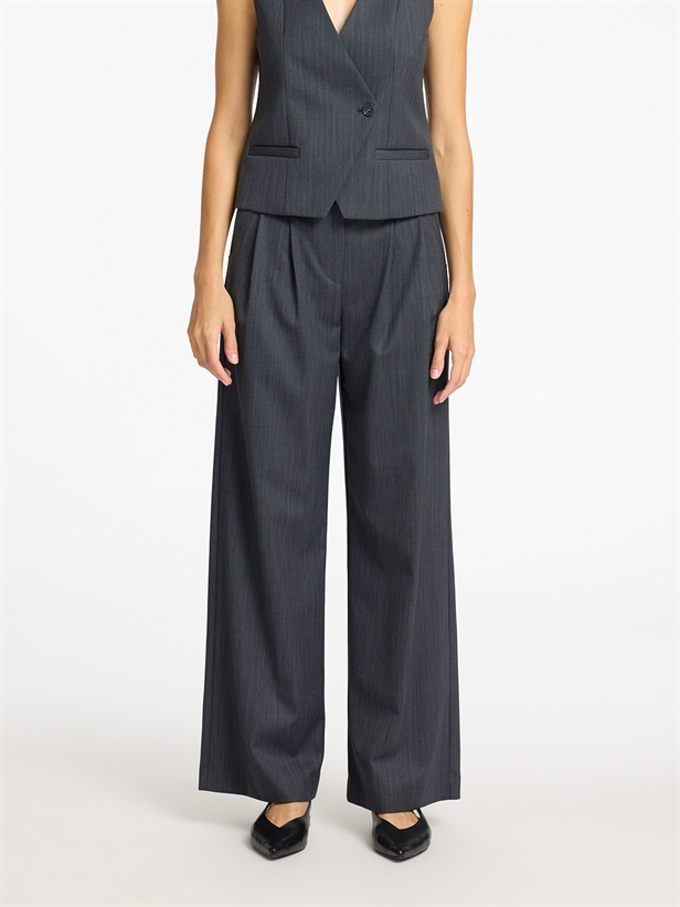 Selected Femme SlfFenia HW Extra Wide Pants Steel Grey