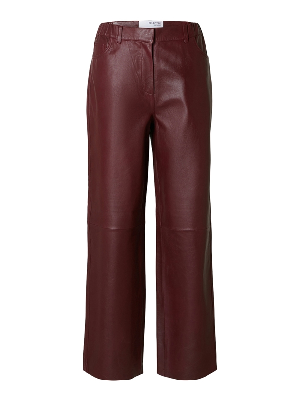 Selected Femme SlfFaye MW Leather Pant  Zinfandel