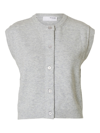 Selected Femme SlfGrace Button Short Knit Vest Light Grey