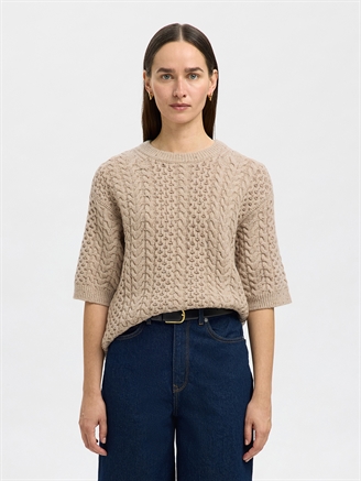 Selected Femme SlfNelly 2/4 KNIT O-Neck Birch/Melange