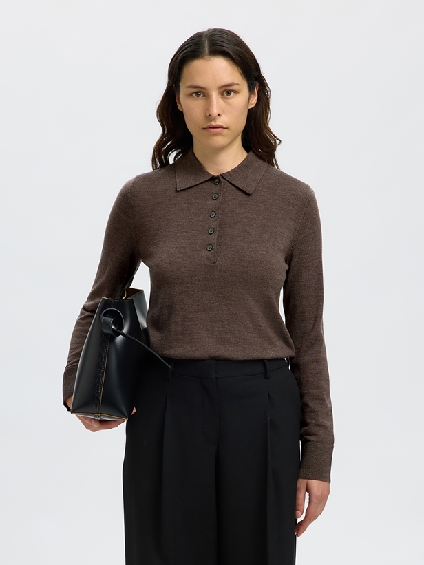 Selected Femme SlfThea LS Knit Merino Collar Neck Delicioso