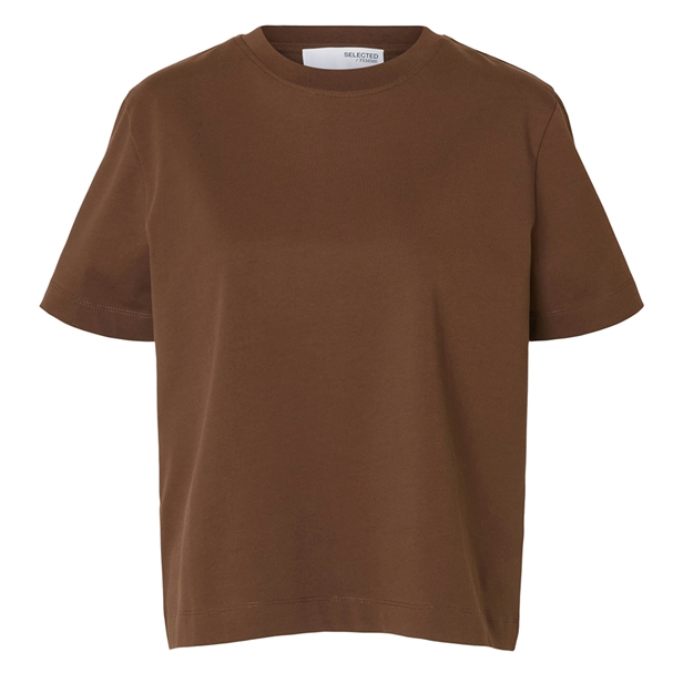Selected Femme SlfEssential SS Boxy Tee Chestnut
