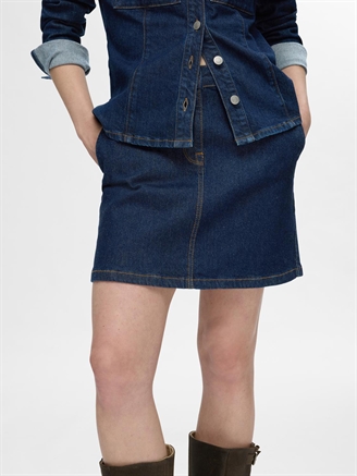 Selected Femme SlfIlu HW Mini Skirt Dark Blue Denim