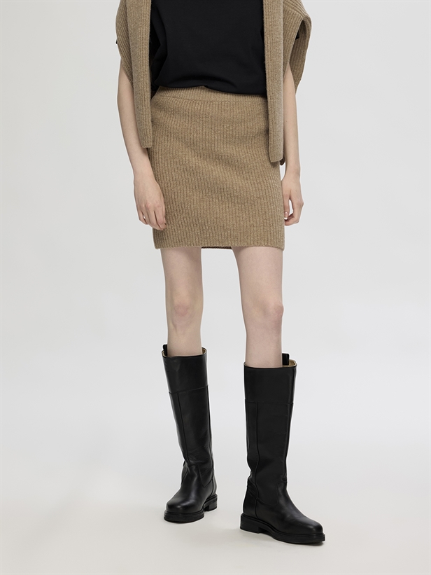 Selected Femme SlfMary Short Knit Skirt Irish Cream