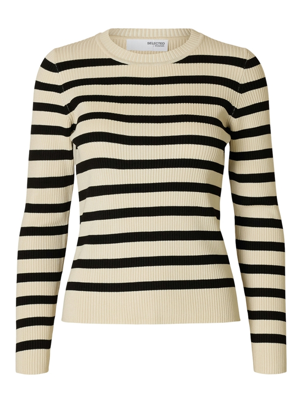 Selected Femme SlfMali LS Knit O-Neck Birch/Black