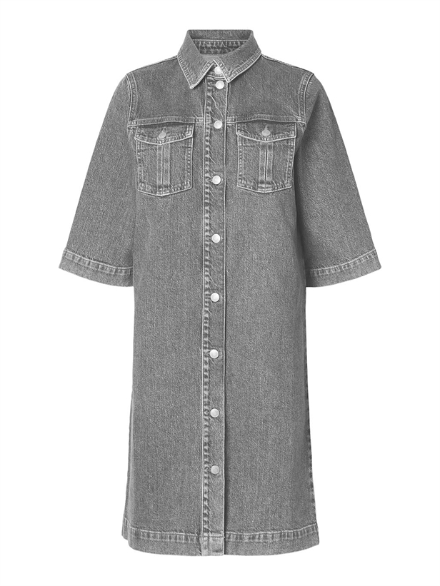 Selected Femme SlfKaya SS Midi Denim Dress Grey Denim