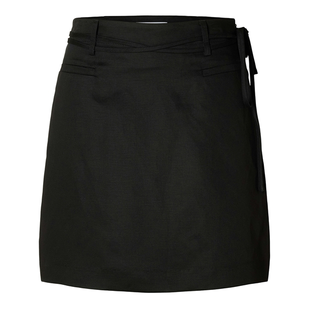 Selected Femme SlfSima HW Short Linen Blend Skirt Black